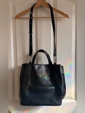 Matt & Nat Black Vegan Leather Tote Bag with Detachable Strap